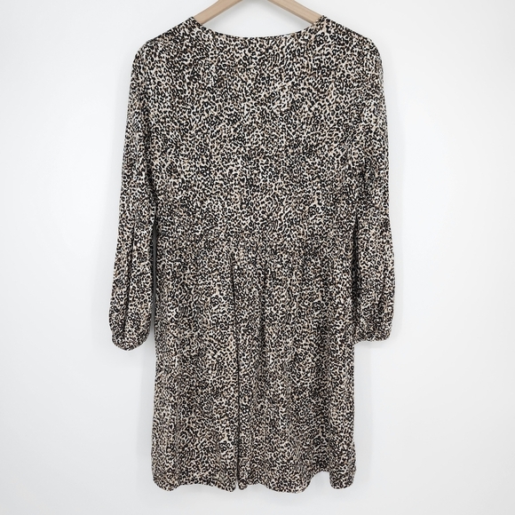 Old Navy Womens Animal Print Dress Size M Brown Black Leopard Long Sleeve - Picture 6 of 7
